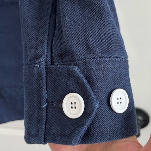 J. Crew Peacoat Heavyweight Cotton Twill Double Breasted Button Up Size 12 Navy - Picture 6 of 16